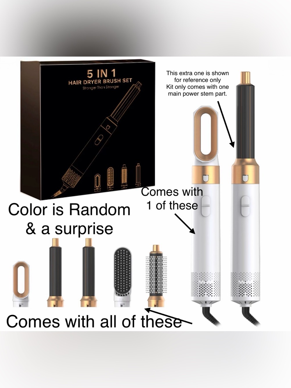 5-in-1 Multi-Styling System -Hair Dryer Brush Curling Iron Set, Surprise Color